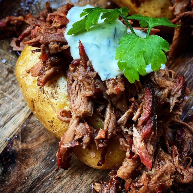pulled pork stuffed patato